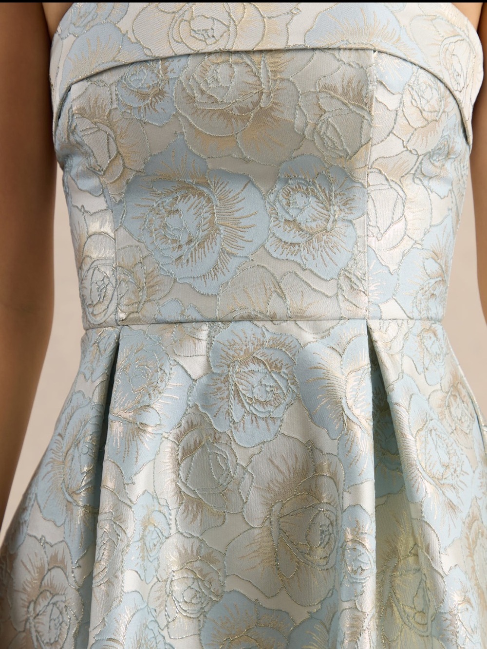 Club L London Tori Powder Blue Jacquard Bandeau Skater Midi Dress - Picture 8 of 11